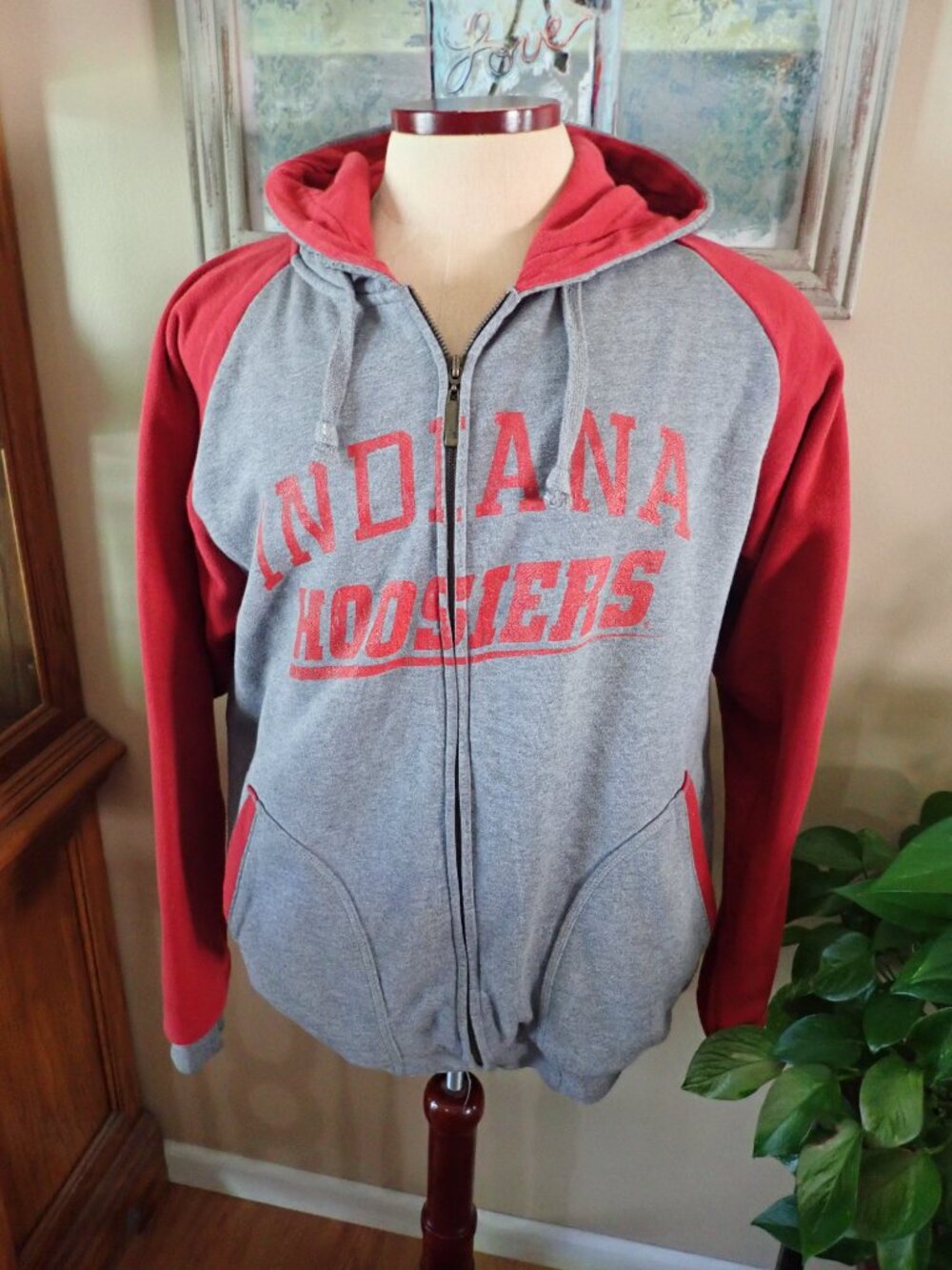 INDIANA UNIVERSITY HOOSIERS Lined & Hooded Colorblock JACKET by JanSport Sz L